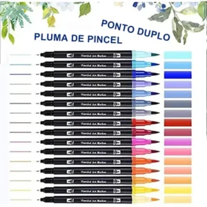 Kit Caneta Brush Pen Duas Pontas Lettering 80 Cores Pincel Profissionais para Ilustração Arte-Educação Bysl - Imagem 6