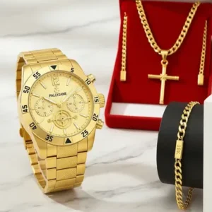 Relogio Masculino Presente Conjunto Corrente Especial Top - Imagem 7