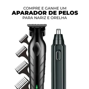 Máquina De Corte Acabamento Profissional Com Aparador De Nariz Cabelo Pelo Barbear Maquininha Detalhes Sem Fio Preto Catálogo - Imagem 3