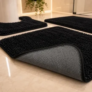 Conjunto Banheiro 4 Peças Tapete Preto Jogo Banheiro Oferta! - Imagem 8