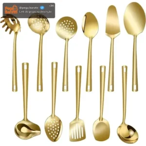 Kit Faqueiro Dourado Luxo Jogo Talheres Inox 11 Pçs - Imagem 1