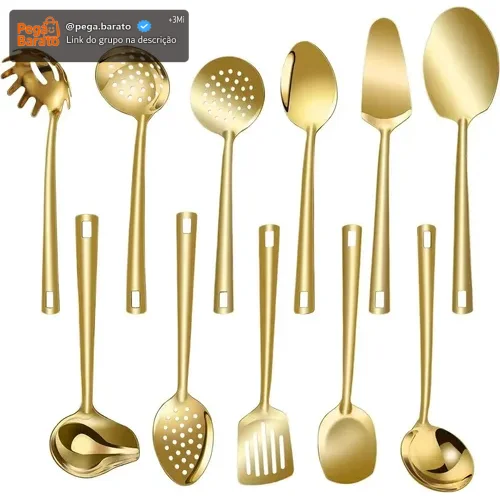 Kit Faqueiro Dourado Luxo Jogo Talheres Inox 11 Pçs