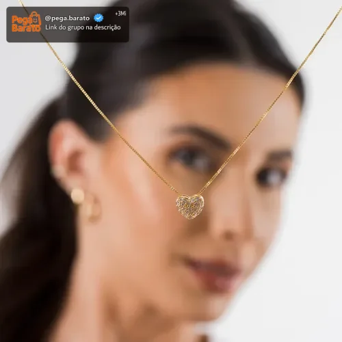 Colar Coração Cravejado Com Zircônias Delicado