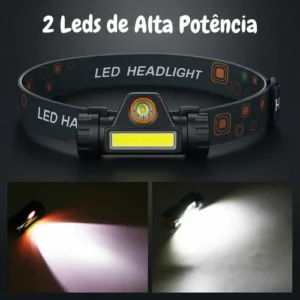 Kit com 2 Lanternas de Cabeça LED Recarregável USB para Camping e Pesca - Imagem 3