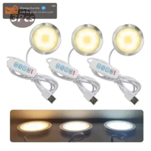 kit 3 luminaria lâmpadas led 001 diy para impressao 3d para bambu labs redondo branca quente/Branco/Branco Frio 3 cores 5V 3W usb moderna peças 3d acessórios Presente decorativa makerworld mh - Imagem 1