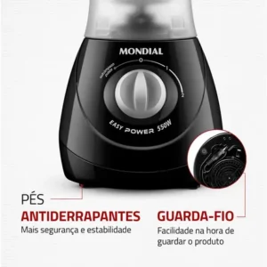 Liquidificador Mondial 1,5l Easy Power 550w L-550-b Cor Preto - Imagem 7