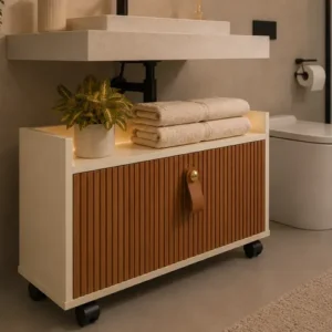 Armario Gabinete Com Porta Basculante Para Banheiro Moderno - Imagem 3