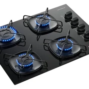 Cooktop 4 Bocas a Gás Continental Mesa de Vidro Preto com Acendimento Automático (KC4GR) - Bivolt - Imagem 3