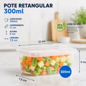 Kit 10 Potes Marmita Fitness 300ml Bpa Free Microondas - Imagem 3