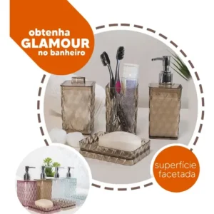 Kit De Banheiro Luxo 4 Utensilios De Lavabo Plasutil Casa - Imagem 5