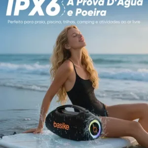 Basike Caixa de Som Boombox Plus 80W 8000Mah Portátil Bluetooth 5.3 Sem fio IPX6 À Prova D'água Com Luz RGB Hifi TWS Bass Forte Amplificada Alto falante Bombox TV Festa Casa Soundbox Subwoofer RAD337 - Imagem 4