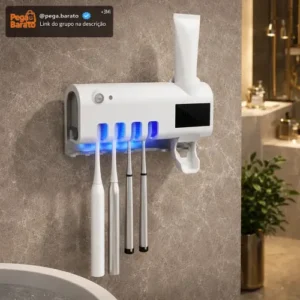 Dispenser Pasta De Dente Com Porta Escova Suporte De Parede - Imagem 1