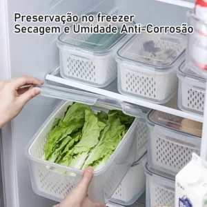Kit 3 Organizadores Geladeira Alimentos Vegetais Com Tampas - Imagem 5