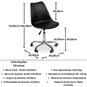 Cadeira Eiffel Office Base Giratória - Imagem 6