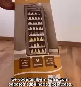 Sapateira Organizador De Sapatos Com 9 Prateleiras Tnt Cor Cinza - Imagem 8