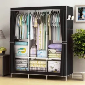 Guarda Roupa Dobrável Organizador Portátil Armário Grande Cor Preto - Imagem 3