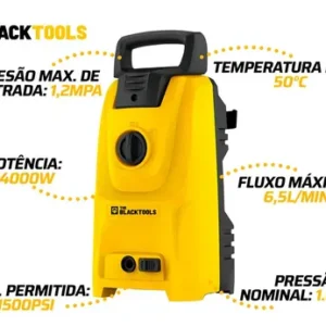 Lavadora De Alta Pressão Portátil Turbo 1400w 1500psi Cor Amarelo The Black Tools - Imagem 4