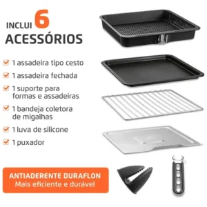 Fritadeira Air Fryer Forno Oven Digital 25 Litros Mondial Preto AFO-25L-BI 127V - Imagem 6
