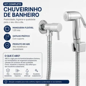 Ducha Higiênica Chuveirinho de Banheiro 1.20m Bidê Forte Lar 1/4 Volta - Imagem 7