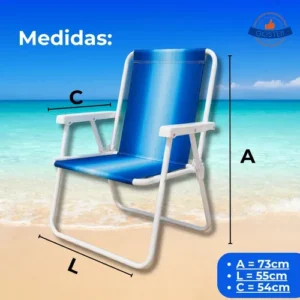 Cadeira De Praia Dobrável Aço Azul Com Braço Leve Resistente Piscina Camping Churrasco Pescaria Gostei - Imagem 7