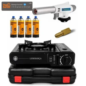 Kit Fogareiro Fogão Portátil Camping Pesca + Acessórios - Imagem 1