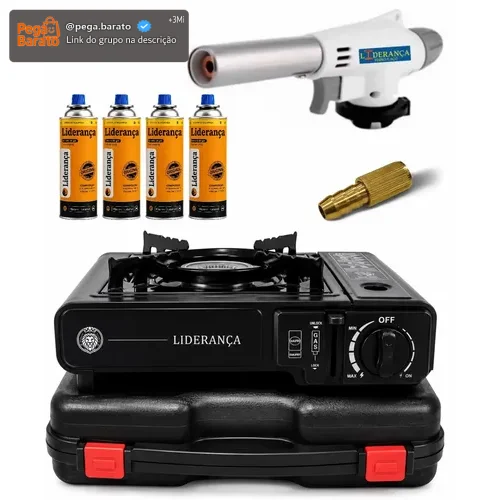 Kit Fogareiro Fogão Portátil Camping Pesca + Acessórios