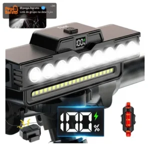 Lanterna Farol Bicicleta Recarregavel Profissional 9 Led Prova Dagua Potente Usb Para Bicicleta Luz Forte Prova Dagua - Imagem 1