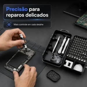 Kit Chaves de Precisão Hardline com 115 Peças, Magnético e Estojo para Celular e Notebook - Imagem 3
