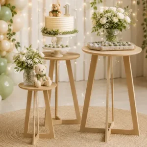 Kit 3 Mesas Decorativas Trio P M G Mdf Cru Festa Decoração - Imagem 5