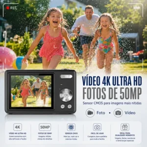 Câmera Fotográfica Digital 4k 50mp Zoom 16x Cartão 32gb Full - Imagem 5
