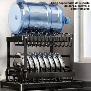 Escorredor De Louça Inox Duplo 2 Níveis Porta Talheres Luxo - Imagem 6