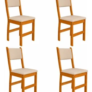 Kit 4 Cadeiras Estofadas Reforçadas Sala De Jantar Cor Bege - Imagem 8