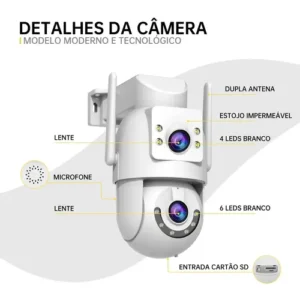 Câmera de Segurança IP 4k UHD , Wi-Fi 2.4G/5G Dual Band, Dupla Lentes 2 Em 1 Vigilancia, com Sirene, Visão Noturna Colorida, Controle por App, IP66 Prova D'água, Cor Branca-Jooan - Imagem 9