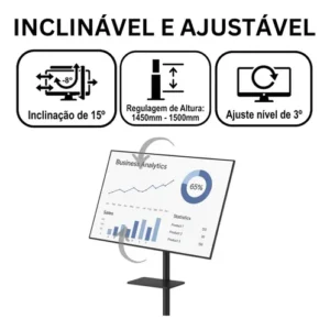 Suporte Pedestal Para Tv De 23 A 60 Com Rodinhas Bandeja Cor Preto - Imagem 4
