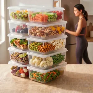 Kit 10 Potes 1 Litro Transparente Marmita Fitness Bpa Free Tampa Hermética Reutilizável Micro E Freezer ponte lar utilidades - Imagem 7