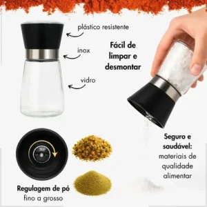Kit 2 Moedores De Sal Grosso E Pimenta Do Reino Em Aço Inox Boa Dica® - Imagem 5