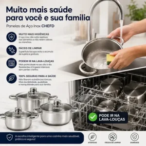 Jogo de Panelas Chef D Inox 3 Peças com Tampa de Vidro p/ Indução - Imagem 7