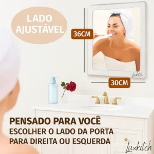 Armário Parede Banheiro Com Espelho Armarinho Compartimento Luxkitch - Imagem 7