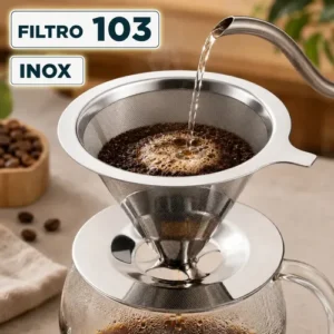 Filtro Permanente Café 103 Aço Inox Reutilizável Coador Universal Malha Fina Lavável Sem Papel Alta Durabilidade Premium - Imagem 1