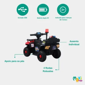 Carro Elétrico Infantil Policial 6v Frente/Ré Maxi Toys - AZUL - Imagem 10