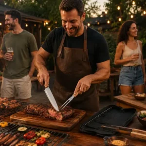 Kit Churrasco 3 Peças Inox Com Estojo Faca Garfo Pegador - Imagem 7