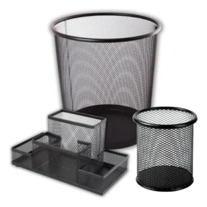 Kit Organizador De Escritório Preto Porta Treco Caneta Lixo - Imagem 2