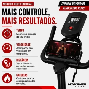 Bicicleta Ergométrica Spinning Roda 20 Kg Semiprofissional Vermelho - Imagem 5