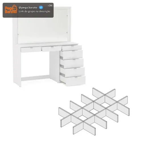 Penteadeira Ditália 7 Gavetas 2 Divisorias Br Uv Acetinado