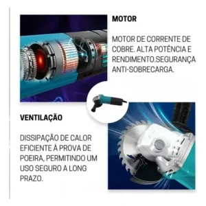 Esmerilhadeira Lixadeira Angular 850w 115mm Cor Azul-petrol - Imagem 10