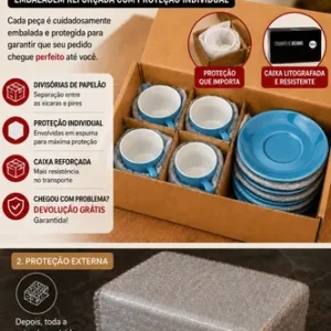 Jogo 6 Xicaras C/ Pires Café Ceramica 90ml 12 Peças Cores - Imagem 4