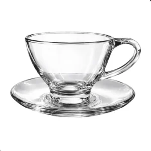 Jogo 6 Xícaras Chá Café Com Pires De Vidro Transparente - Imagem 3