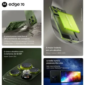 Smartphone Motorola Edge 70 5g Crystals By Swarovski - 512gb 24gb (12gb Ram + 12gb Ram Boost), Ultrafino, 3 Cameras 50mp E Tela Extreme Amoled 120hz - Imagem 6