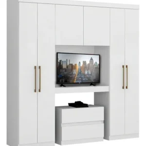 Guarda Roupa Casal 6 Portas 2 Gavetas Porto Branco Móveis Carraro - Imagem 3
