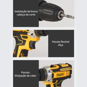 Parafusadeira Furadeira Impacto Chaves 48v 2 Baterias Maleta - Imagem 4